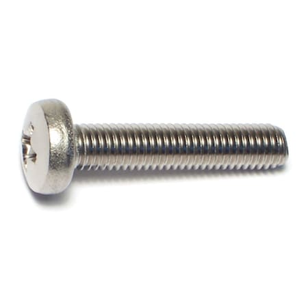 Midwest Fastener M5-0.80 x 25 mm Phillips Pan Machine Screw, Plain A2 Stainless Steel, 15 PK 38144
